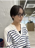 〇マッシュショートシースルーバングオリーブグレージュ