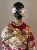 成人式　ヘアセット　シニヨン　水引き　辻堂