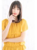 シースルーバング黒髪グレイアッシュエアストレートc1