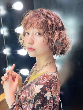 アルバム 銀座(ALBUM GINZA) ボブパーマ_ホワイトグレージュネビージュこなれミディ_9243