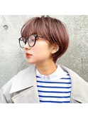 暖色カラー×束感ショート×小顔矯正立体カット