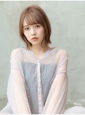 大人かわいいボブシースルーバング小顔似合わせカットイメチェン