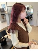 ブリーチありレッドピンクカラー