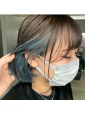 デザインカラーレイヤーカットウェットヘア夏オリーブベージュ