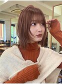 ミニウルフ　美髪　顔まわりレイヤー　チェリーブラウン