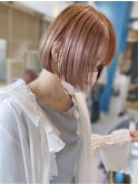 20代30代40代アッシュグレージュナチュラルボブ切りっぱなし