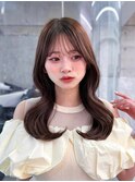 美髪韓国レイヤーイメチェン似合わせチェリーブラウンミニウルフ