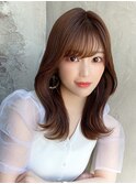 シャギーレイヤーロング韓国くびれヘアシースルーぱっつん前髪