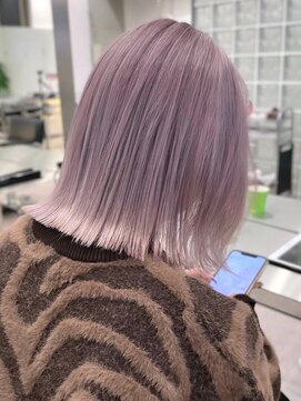 サンクマーケット 渋谷(cinq MARKET) 渋谷ブリーチカラー切りっぱなしボブコーラルピンクアッシュ30代