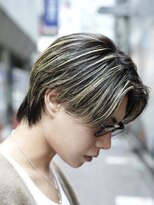 フィフス 大分(fifth) 大分メンズセンターパートウルフハイライトブリーチカラー