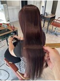 髪質改善ピンクボルドーカラー