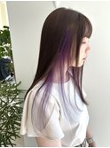 イヤリングカラーパープル_レイヤーカット_ブルーグレージュ