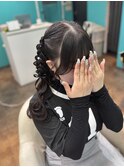 髪リボン 三つ編みハーフツイン