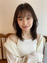 大人かわいい顔まわりレイヤーミディアムレイヤーまろベージュ