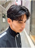 艶センターパートスペインカールブルーブラック韓国マッシュ