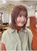 ボブ レイヤーカット 顔周り 似合わせ オレンジべージュ