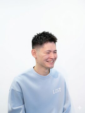 ワンワンオー バーバーショップ 博多店(@110 BARBER SHOP) ショートスパイキー