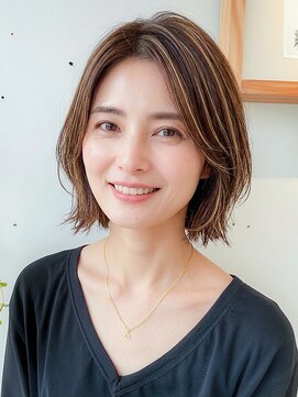 アムール稲田堤(amour) 髪質改善透明感カラーアッシュグレージュ外ハネボブ小顔夏カラー