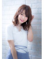 ヘアーアートシフォン 池袋西口店(Hair art chiffon)&nbsp;ミニマムボブモードジグザグバング3Dカラーノットヘアブルージュ