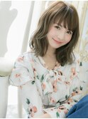 mod's姪浜/セクションカラーくせ毛風外巻きパーマくびれヘアf