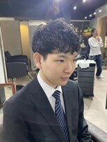 ハイライト マッシュパーマ ウルフ アッシュブラック