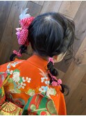 七五三☆ツイン編み下ろしヘア