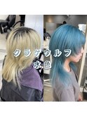 ●クラゲウルフカットロングウルフヘアブリーチカラー