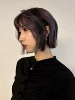 ノラ ヘアーサロン(NORA HAIR SALON)&nbsp;ミニボブブロックカラーシルバーラベンダーグレーデザインカラー