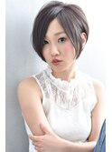 大人女性の黒髪前下がりショート☆イルミナカラーグレージュ