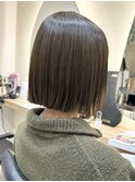 タッセルボブベージュカラー切りっぱなしボブショートボブ横浜