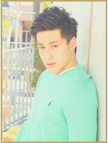 ジジバイワースホワイル(jiji by WORTH WHILE)&nbsp;アッシュブラックウルフマッシュパーマハイライト波巻きショート