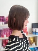 まろやかベージュブラウンのボブ/髪質改善カラー