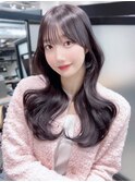 ロング顔周りレイヤー前髪カット韓国ヘア_F0691