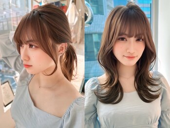 モナ 髪質改善(MONA)の写真/【名駅5分】“可愛い”は顔周りで決まる♪下ろしても結んでも、小顔に見えるような"黄金比カット"