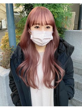 リル(Lille 橋本) ショコラピンク_暖色系カラー_シースルー前髪_カシスブラウン1