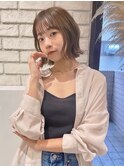 切りっぱなし ウェーブボブ ベージュ シースルーバング t1020