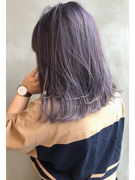 ラエティス(Laetus) ブリーチ毛対応縮毛矯正/ダブルカラーで透明感暗髪/パープル