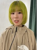 【hen心斎橋】マッシュボブ　黄緑ヘア