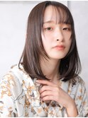 大人可愛い小顔美髪ツヤ髪ミディアムレイヤー薄めバングA4