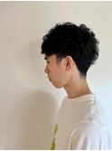 【soy-kufu】MEN'S HAIRアッシュブラックショートマッシュパーマ