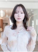 ミディアムレイヤー/大人可愛い/髪質改善/シースルーバング
