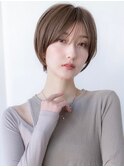 20代30代大人かわいい前髪カール小顔ショートボブシアカラー