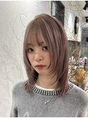 ピンクベージュ/ブリーチ/ダブルカラー/レイヤー/青葉台