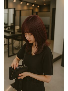 ヌードルバイコア(noodle by CoRe.gn) 髪質改善ツヤ感ボルドーミディアムレイヤー