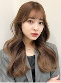 くびれヘアアプリコットオレンジ夏ヘアハイライトカラー