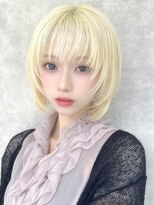 ラフィスヘアー アベリア 石山店(Lafith hair abelia)&nbsp;【La fith】ケアブリーチ×ホワイトブロンド×ショートボブ