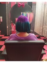 リミックス(REMIX by Love hair KING OF PRINCESS HAIR&EXTENTION)&nbsp;原色派手髪ツートン　原色パープル　原色ブルーグリーン