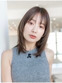 大人かわいいフルバングハッシュカットレッドブラウンカラー