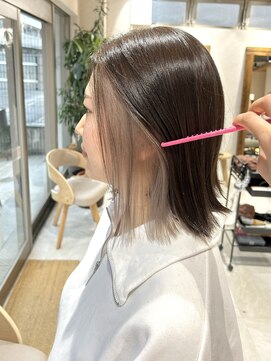 アドア 横浜(ADORE) 【ADORE 横浜】イヤリングカラー×切りっぱなしボブ×小顔カット