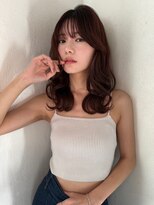 ウェーブミディアムメルティカラーxレイヤーカット韓国　銀座